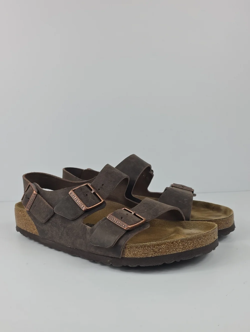 Birkenstock Milano Brown Oiled Leather Men's Sandals Size EU43 - US 10